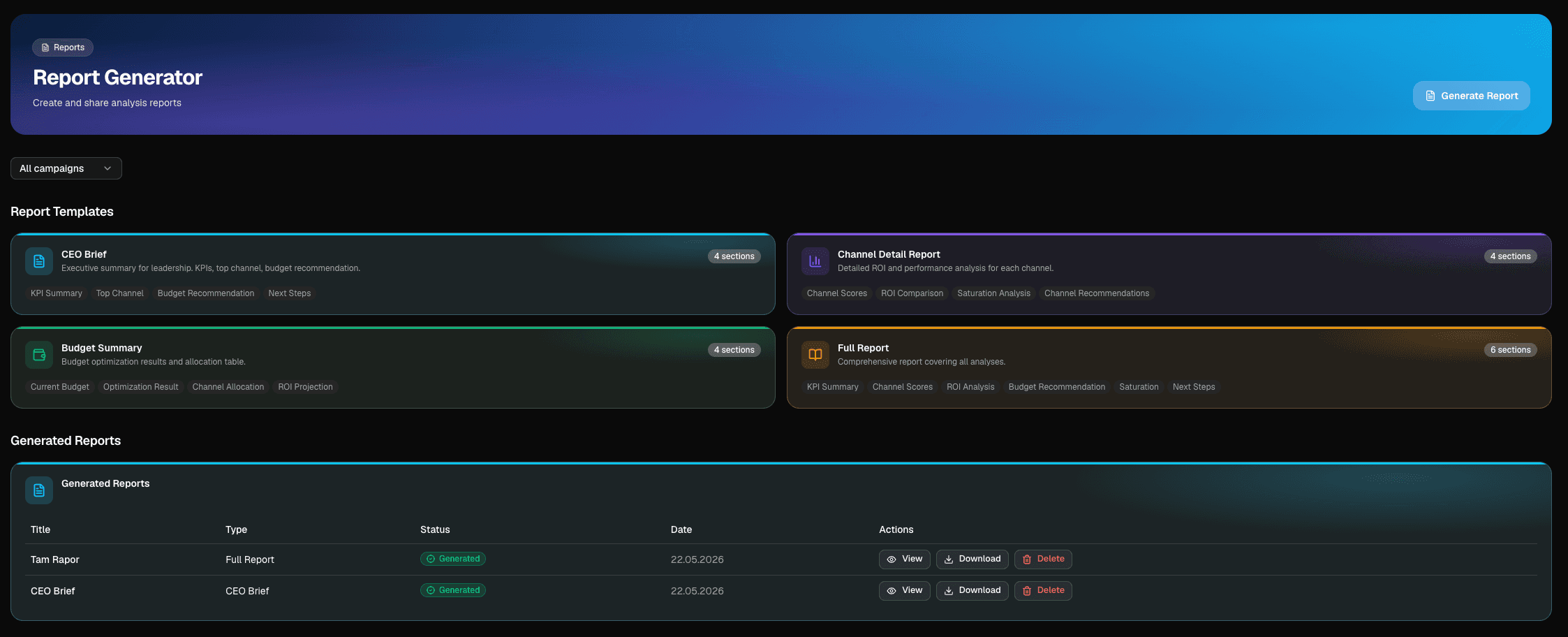 Report Generator — otomatik rapor üretimi